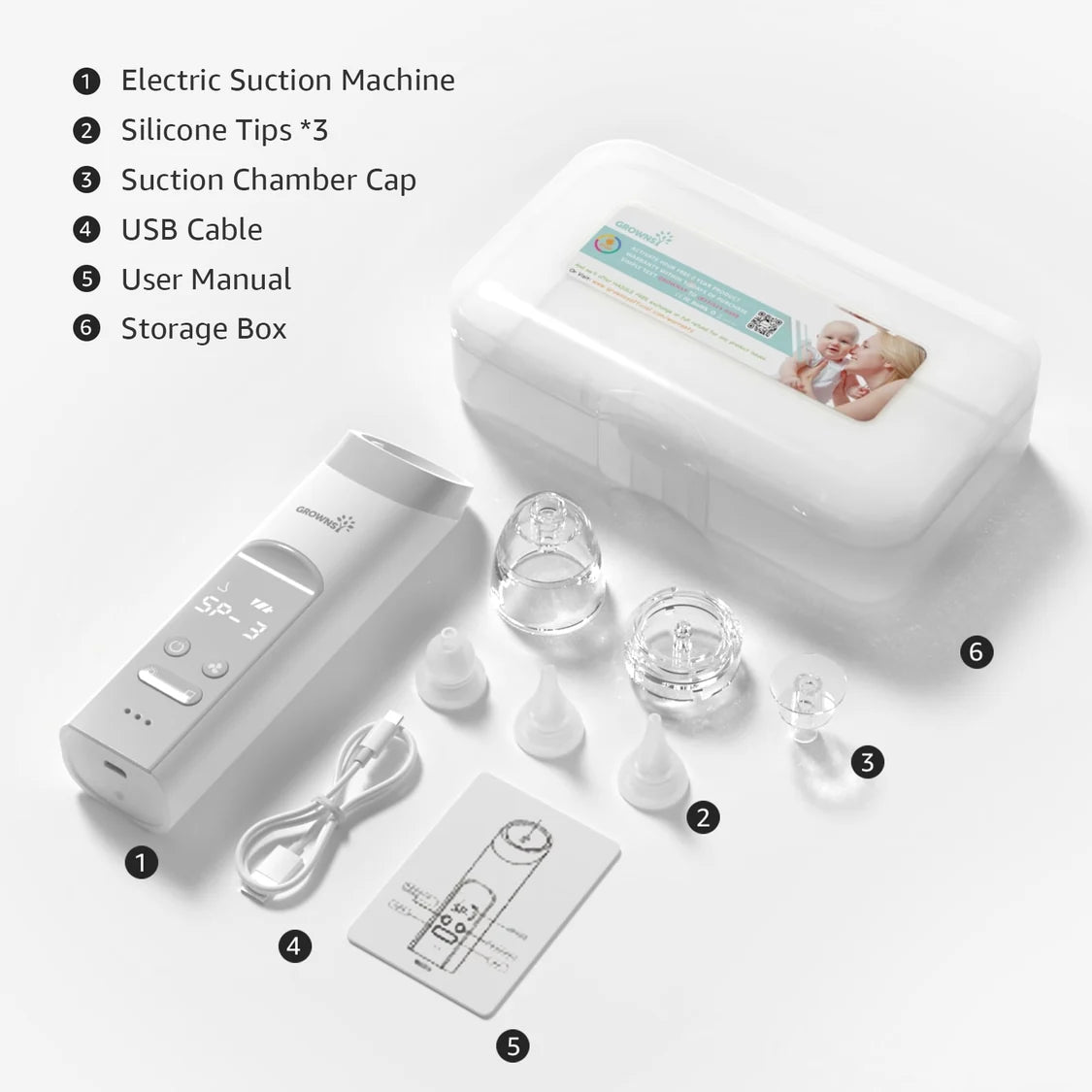 Hospital-Grade Electric Nasal Aspirator with Soft Tips