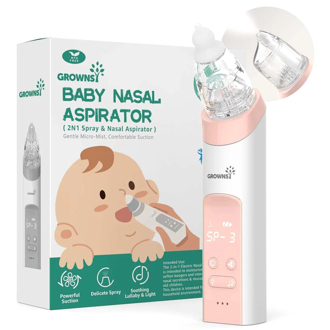 Hospital-Grade Electric Nasal Aspirator with Soft Tips