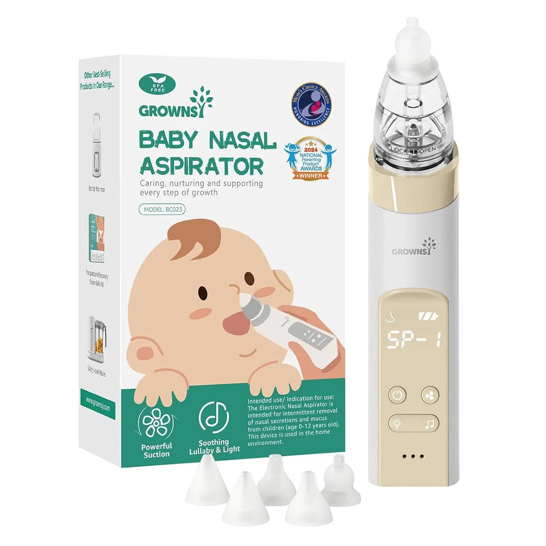Hospital-Grade Electric Nasal Aspirator with Soft Tips