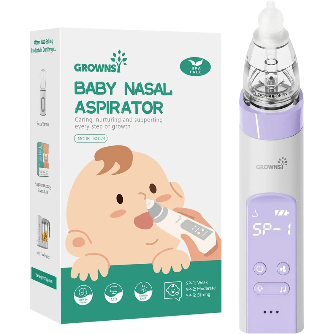 Hospital-Grade Electric Nasal Aspirator with Soft Tips